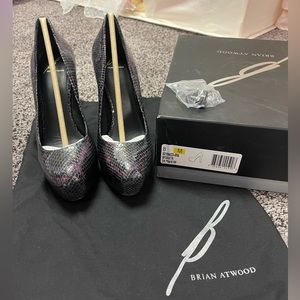Brian Atwood BFSAVITA dark pink reptile snake platform pumps